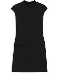 HUGO - Kleid Mit Stehkragen, Dezenter Schulterpolsterung Und Gürtel - Lyst