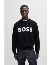 BOSS - Relaxed-fit Cotton-terry Sweatshirt With Rubber-print Logo - Lyst