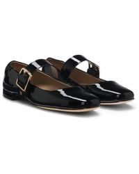 BOSS - Patent-Leather Ballerina Pumps With Buckled Strap - Lyst