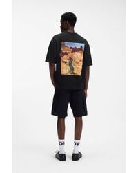 HUGO - Oversized-Fit Cotton T-Shirt With Biker And Roses Graphic - Lyst