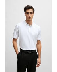 BOSS - Mercerised-cotton Polo Shirt With Embroidered Double Monogram - Lyst