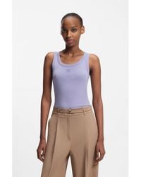 HUGO - Cotton-Blend Tank Top With Stacked-Logo Embroidery - Lyst