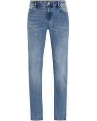 BOSS - Slim-Fit Jeans aus blauem Denim mit Kaschmir-Haptik - Lyst