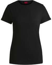 HUGO - The Plain Tee T-Shirt aus Baumwoll-Jersey mit Logo-Print Schwarz XS - Lyst