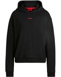 HUGO - Relaxed-Fit Hoodie Aus Stretch-Jersey Mit Logo-Print - Lyst