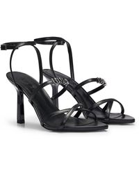 HUGO - Nappa-leather Strappy Sandals With Logo Trim - Lyst