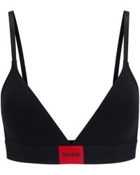 HUGO - Stretch-cotton Triangle Bra With Red Logo Label - Lyst