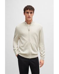 BOSS - Knitted Zip-Up Cardigan - Lyst