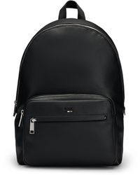 BOSS - Faux-leather Backpack With Logo And Signature Stripe - Lyst