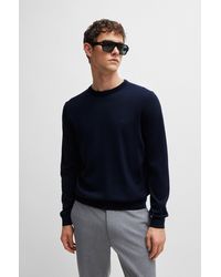 BOSS - Logo-embroidered Sweater In Wool - Lyst