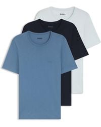 BOSS - Three-Pack Of Cotton Underwear T-Shirts With Embroidered Logo - Lyst
