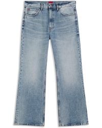 HUGO - Regular-Fit Jeans Van Blauw Denim Met Uitlopende Pijpen - Lyst