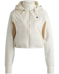 BOSS - Cotton-blend Zip-up Hoodie With Monogram Pattern - Lyst