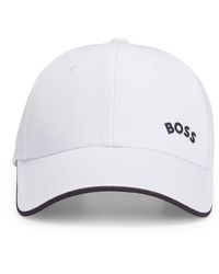 BOSS by HUGO BOSS Cap aus Baumwoll-Twill mit geschwungenem Logo - Weiß