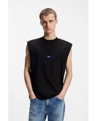 HUGO - Sleeveless Cotton T-Shirt With Logo Patch - Lyst