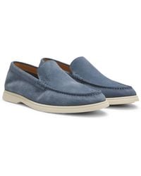 BOSS - Suede Loafers With Emed Logo - Lyst