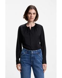 BOSS - Collarless Regular-Fit Blouse - Lyst