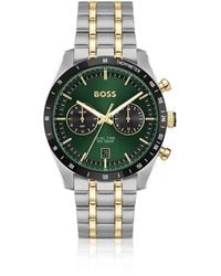 BOSS - Orologio Con Quadrante Verde E Bracciale Bicolore - Lyst