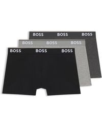 BOSS - Stretch-Cotton Trunks With Repeat Logos - Lyst