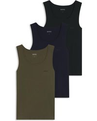 BOSS - Three-Pack Cotton Vests - Lyst