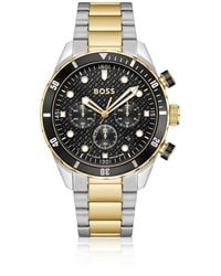 BOSS - Chronomatix Two-Tone Watch With Monogram-Textured Dial - Lyst
