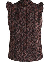 BOSS - Regular-Fit Plissee-Bluse Aus Bedrucktem Baumwoll-Voile - Lyst