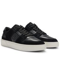 BOSS - Gary Double-monogram Trainers In Suede And Leather - Lyst