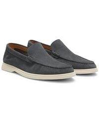 BOSS - Suede Loafers With Emed Logo - Lyst