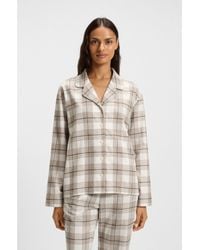 BOSS - Cotton-Blend Pyjama Shirt With Check Pattern - Lyst