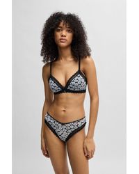 HUGO - Daisy-Print Bra With Lace Trims - Lyst