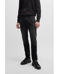 HUGO - Extra-slim-fit Jeans In Black-black Stretch Denim - Lyst