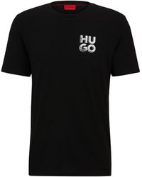 HUGO - T-shirt Van Katoenen Jersey Met Decoratief Reflecterend Logo - Lyst