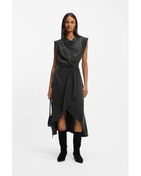 BOSS - Cowl-Neck Dress With Wrap Skirt - Lyst