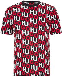 BOSS by HUGO BOSS T-shirt Van Biologische Katoen Met Tweedelige Logo's - Rood