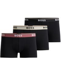 BOSS - Dreier-Pack eng anliegende Boxershorts aus Stretch-Baumwolle mit kurzem Bein und Logos am Bund - Lyst
