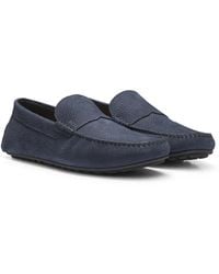 BOSS - Nubuck-Leather Loafers With Driver Sole - Lyst