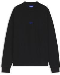 HUGO - Sweatshirt Van Katoenen Badstof Met Blauwe Logopatch - Lyst