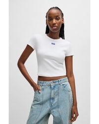 HUGO - Stretch-Cotton Slim-Fit T-Shirt With Logo Label - Lyst