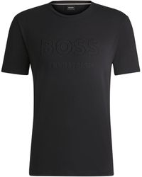 BOSS - Equestrian Stretch-Cotton T-Shirt With Logo Embroidery - Lyst