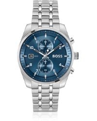 BOSS - Skytraveller-Chronograaf Met Blauwe Wijzerplaat En Stalen Polsband - Lyst