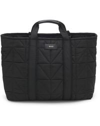 BOSS - Quilted Tote Bag With Logo Patch - Lyst