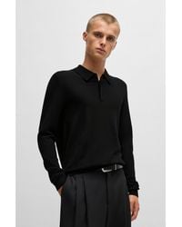 HUGO - Slim-Fit Knit Polo With Concealed Placket - Lyst