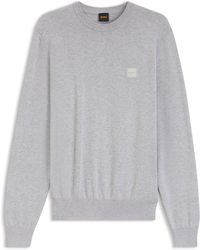 BOSS - Pullover Aus Baumwoll-Mix Mit Kaschmir-Anteil Und Logo-Patch - Lyst