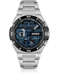 HUGO - Uhr aus Edelstahl mit Gliederarmband und mehrschichtigem blauem Zifferblatt - Lyst