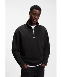 HUGO - Relaxed-Fit Cotton Sweatshirt With Zip Neck - Lyst