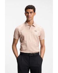 BOSS - Regular-Fit Cotton Knit Polo With 3D Jacquard Design - Lyst