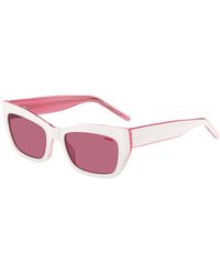 HUGO - White-acetate Sunglasses With Pink Contrasts - Lyst