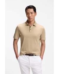 BOSS - Mercerised Cotton Polo Shirt With Stand-Up Collar - Lyst