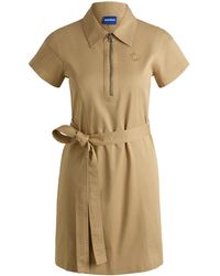 HUGO - Mini-Jurk Met Kraag Met Rits En Happy -Logo - Lyst