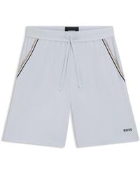 BOSS - Stretch-Cotton Pyjama Shorts With Signature-Stripe Tape - Lyst